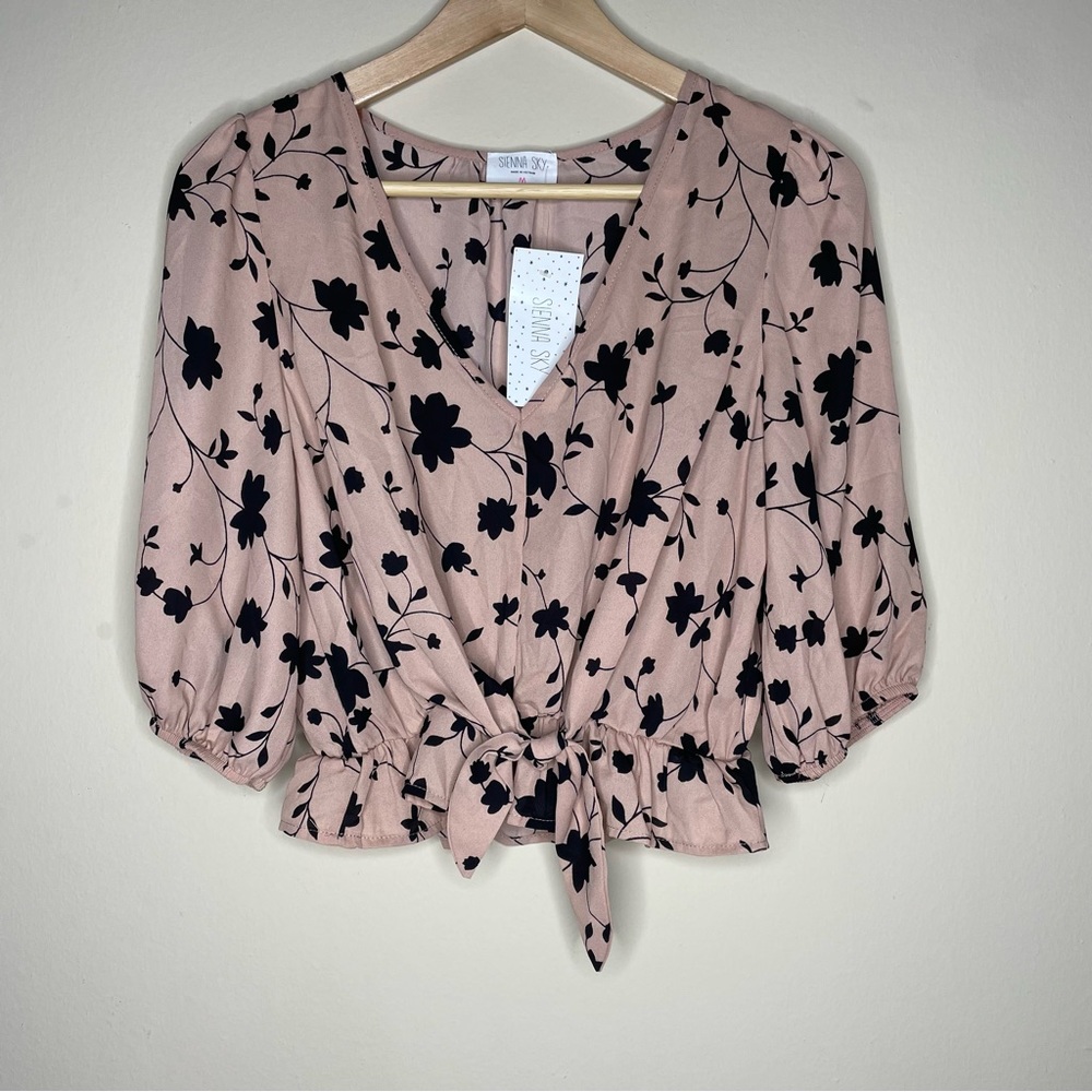 🆕 Sienna Sky | Floral Front Tie Blouse